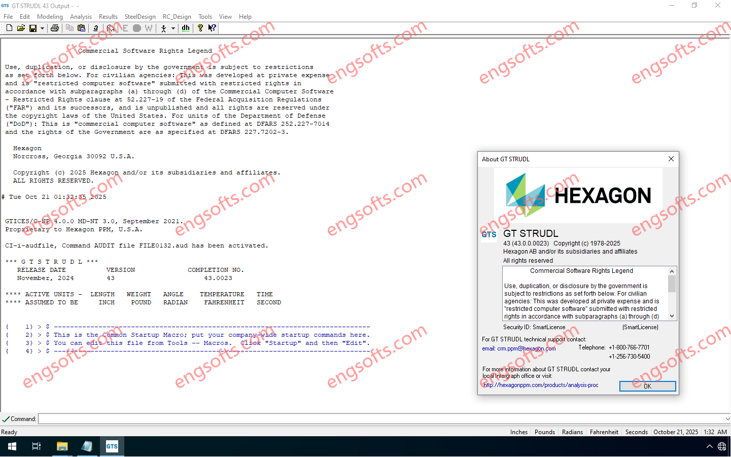 Hexagon GT STRUDL 43.0-Engsofts