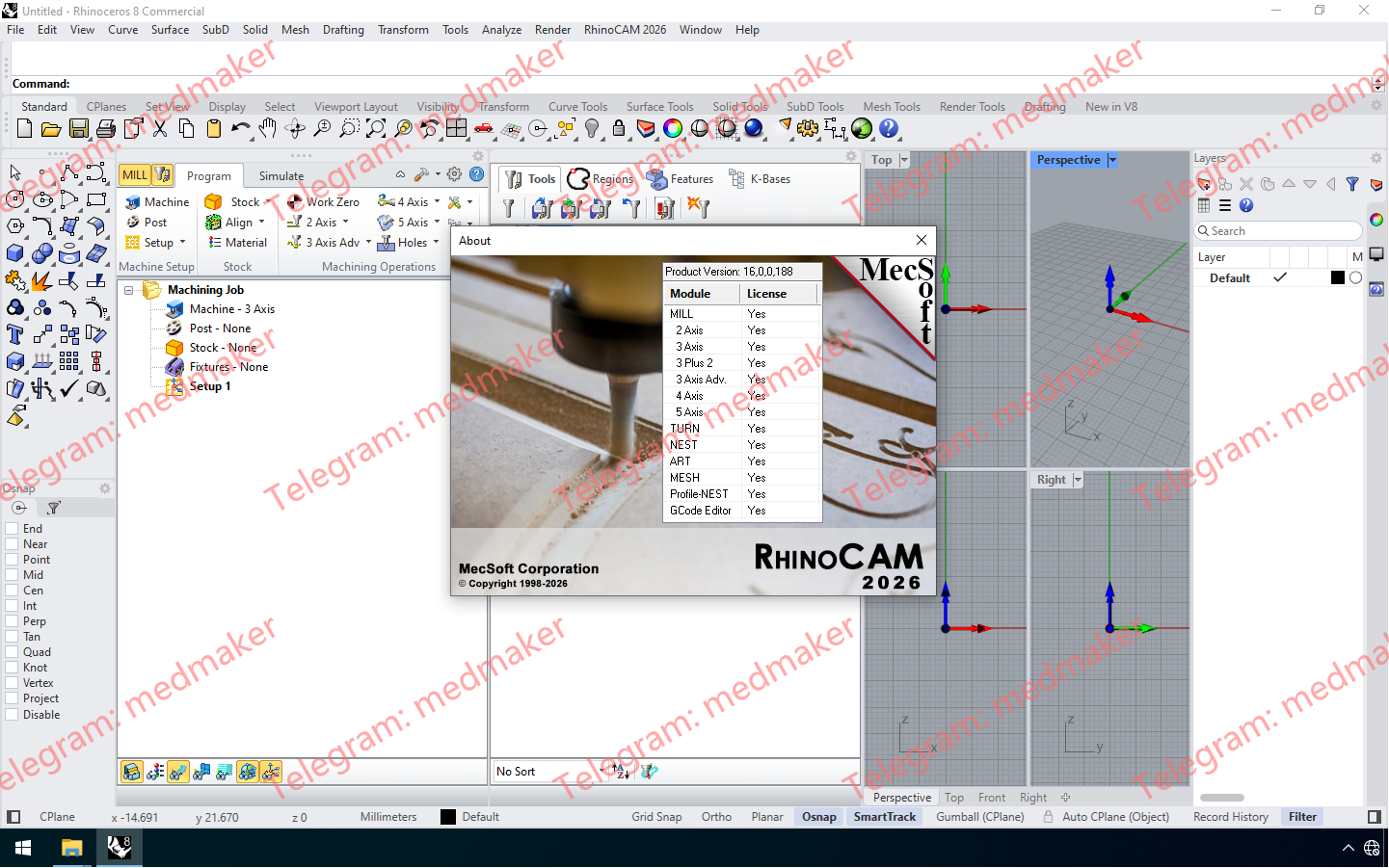 MecSoft RhinoCAM Premium 2026 For Rhinoceros 8.x-Engsofts
